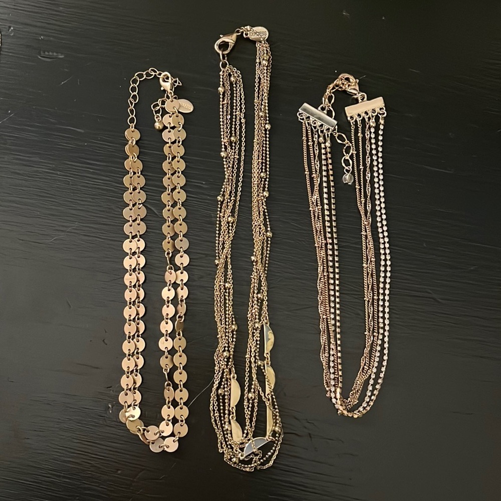 Three Gold Choker Necklaces